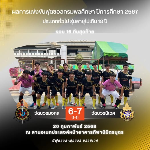 ขอแสดงความยินดี ทีมฟุตซอลลูกนาคา รุ่น U18 รายการกรมพลศึกษา เข้ารอบ 8 ทีมสุดท้าย